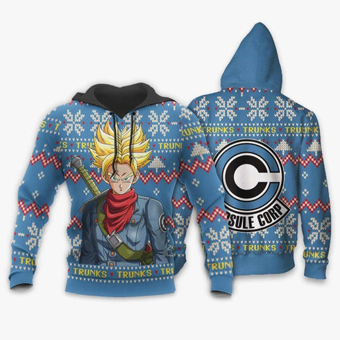Divesart - Future Trunks Ugly Christmas -villapaita ja -huppari mukautettuja anime Dragon Ball -joululahjoja